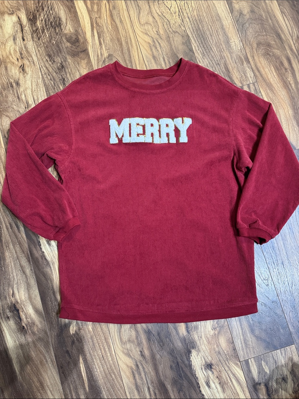 Red 'MERRY' Holiday Corduroy Sweatshirt
